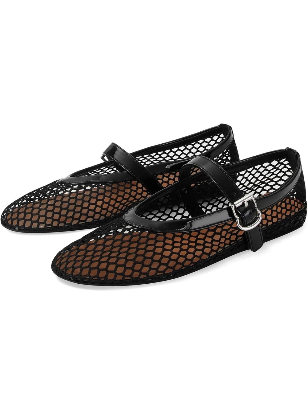 Black Mesh Mary Jane Flats